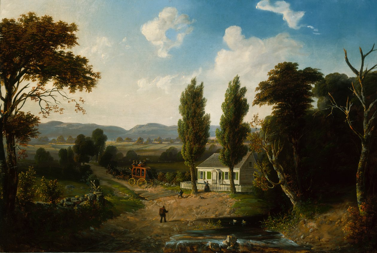有驿马的风景，1856年。 作者 亨利·博斯