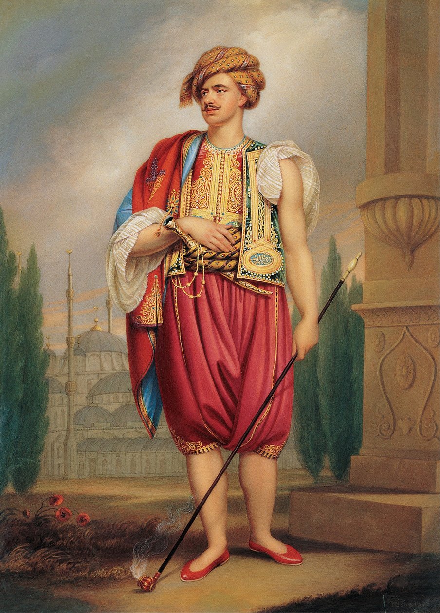 托马斯-霍普1769-1831年身着土耳其服装的肖像，出自威廉-比奇之手，19世纪初。 作者 亨利·伯恩