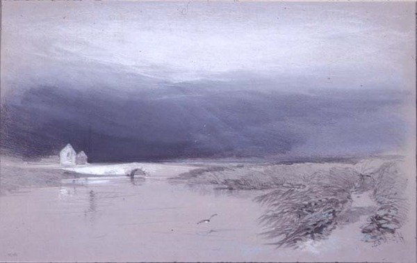 与河和桥的风景：雨来临 作者 亨利·布莱特