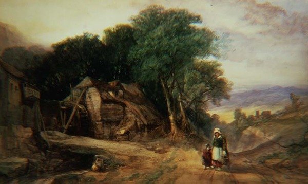 在达特摩尔的边界上，约1840年（纸上水彩）。 作者 亨利·布莱特