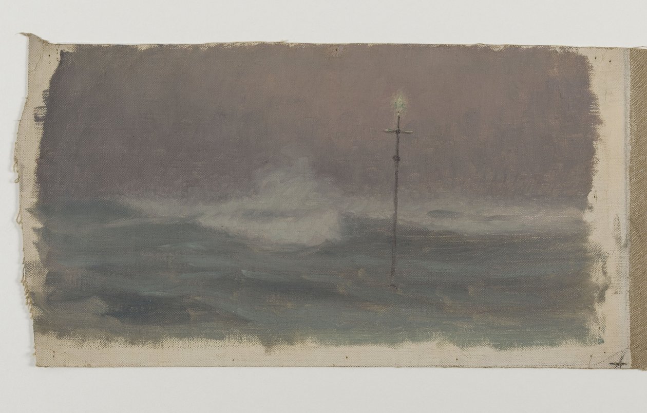 十字架与波浪，布列塔尼，约 1905 年（布面油画） 作者 亨利·布罗克曼·克努森