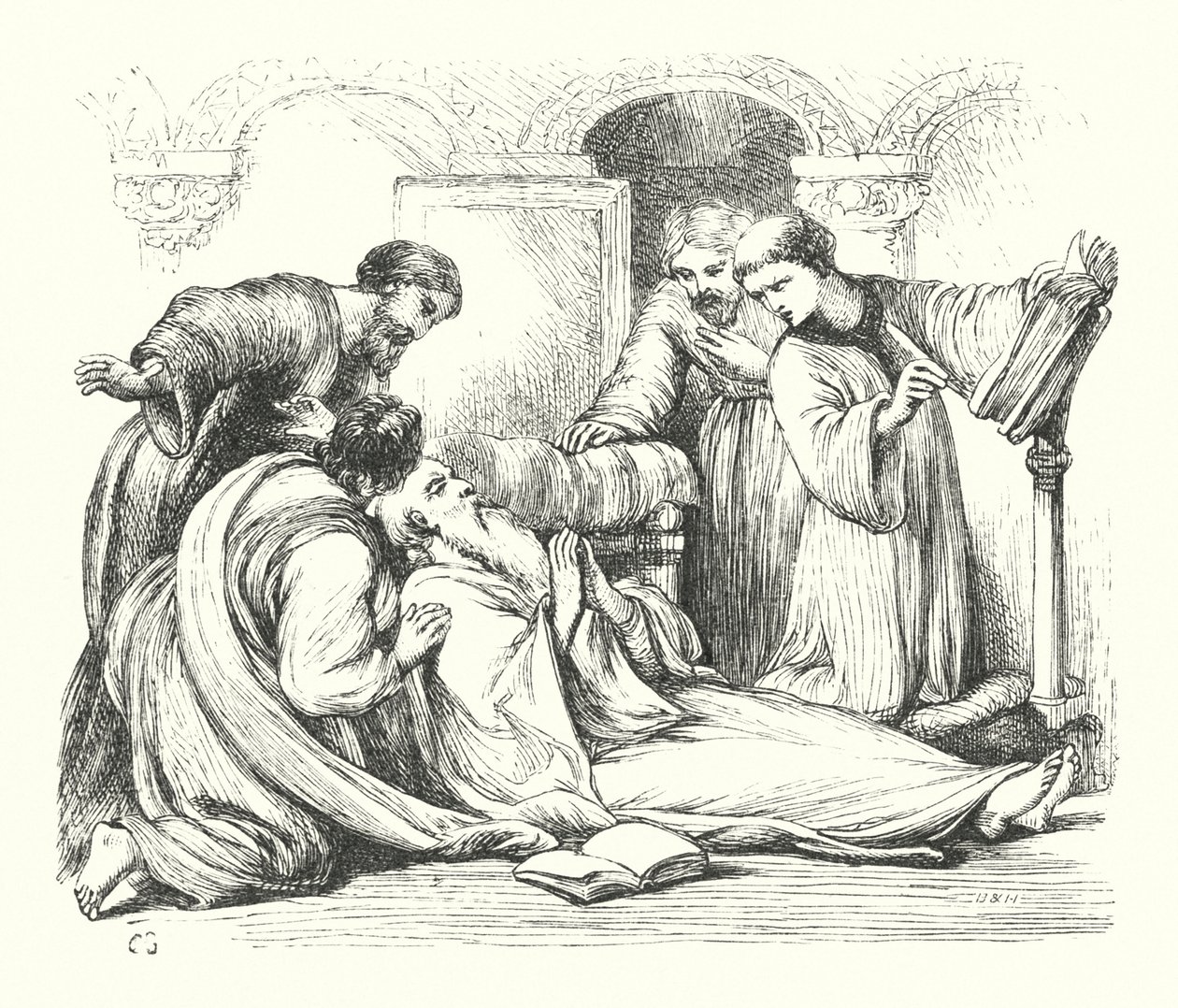 Death of the Venerable Bede (engraving) 作者 亨利·考特尼（之后）塞卢斯