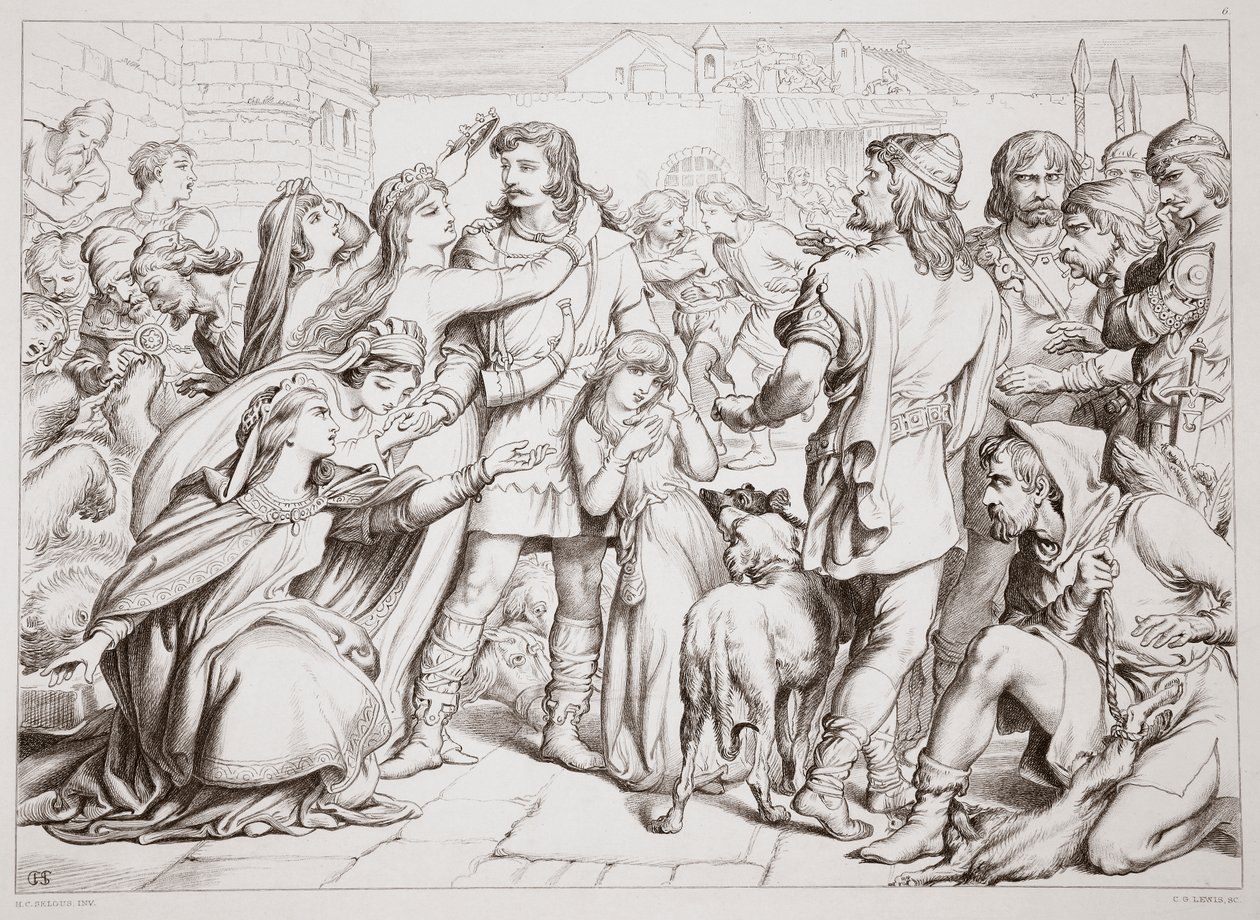 如何从查尔斯金斯利，酒吧中杀死熊，来自Hereward the Great的插图。 1870年，由CG刘易斯雕刻（钢板雕刻） 作者 亨利·考特尼·塞卢斯