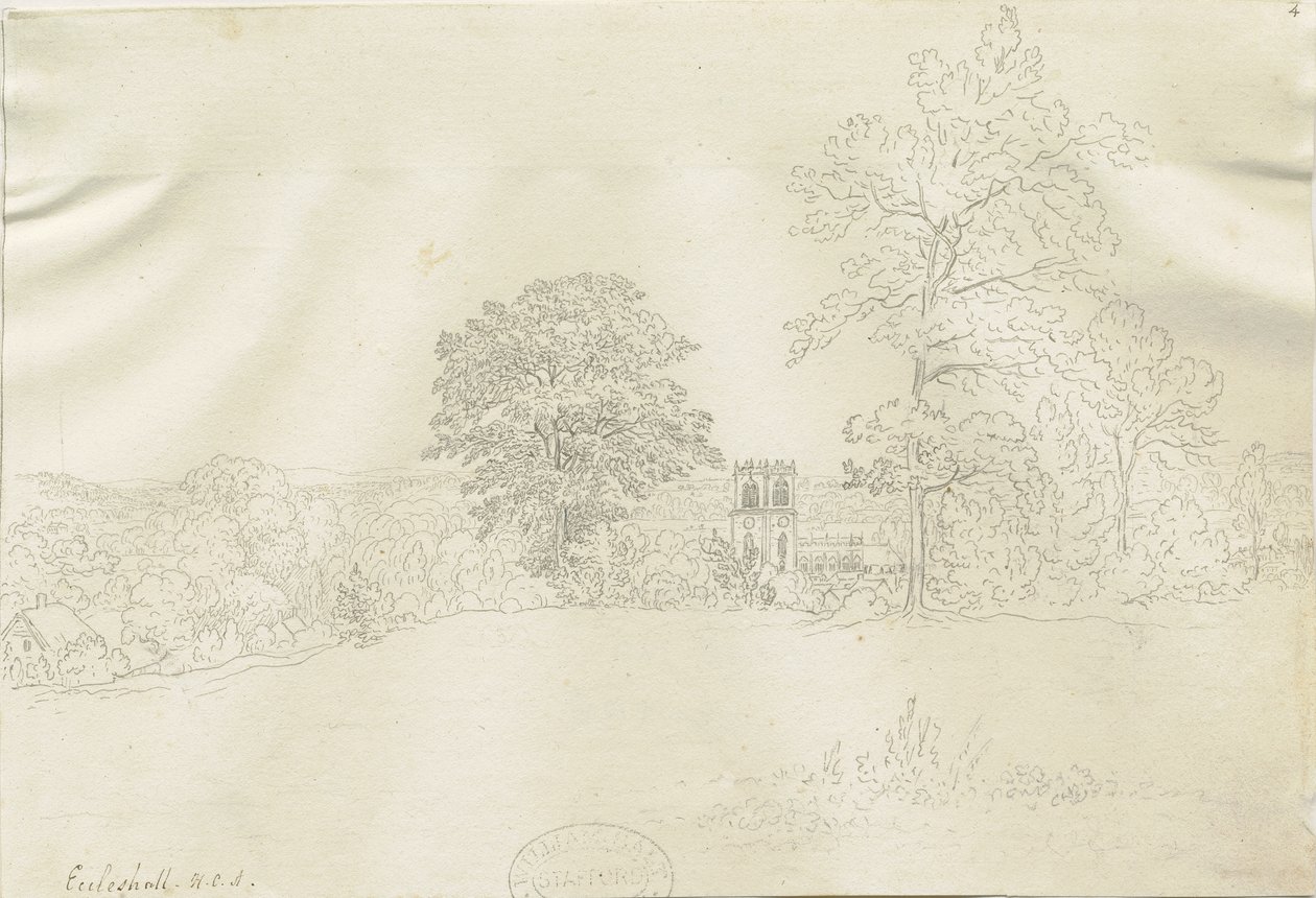 Eccleshall Village: pen drawing, nd [1788-1855] (drawing) 作者 亨利·柯曾·奥尔波特