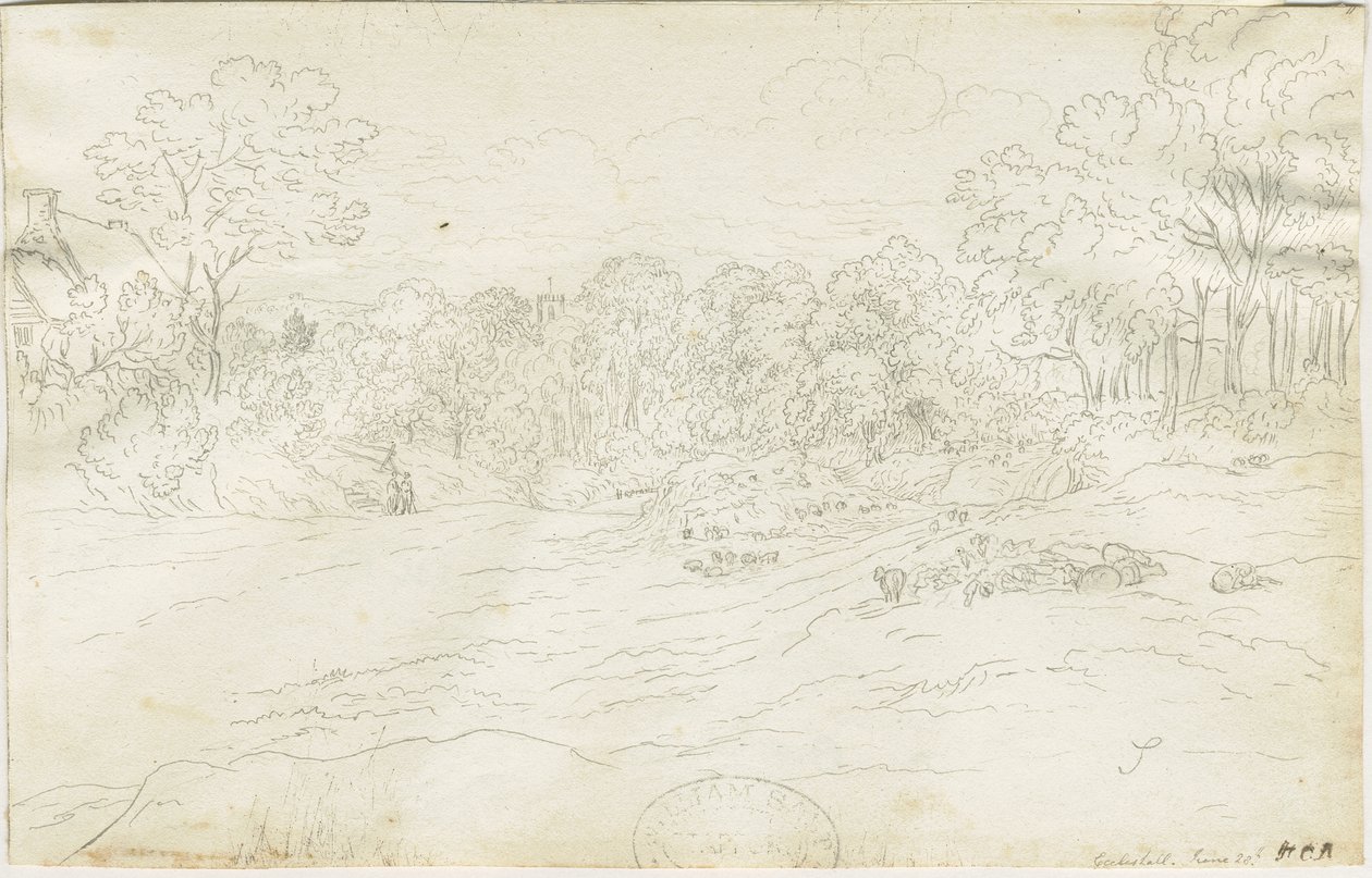 Eccleshall Village: pen drawing, nd [1788-1855] (drawing) 作者 亨利·柯曾·奥尔波特