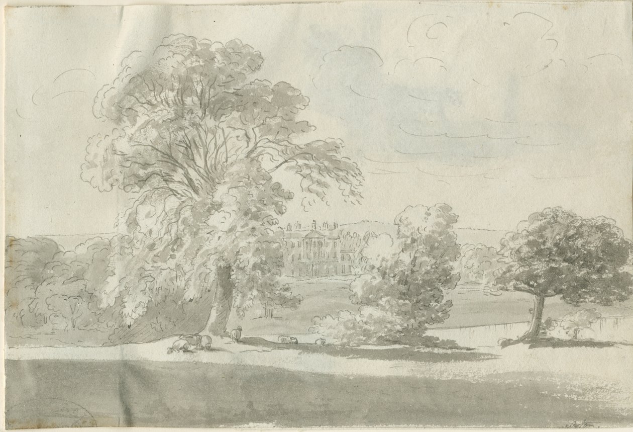 Shenstone - Little Aston Hall: menggambar pena dan mencuci, nd [1788-1855] (menggambar) 作者 亨利·柯曾·奥尔波特