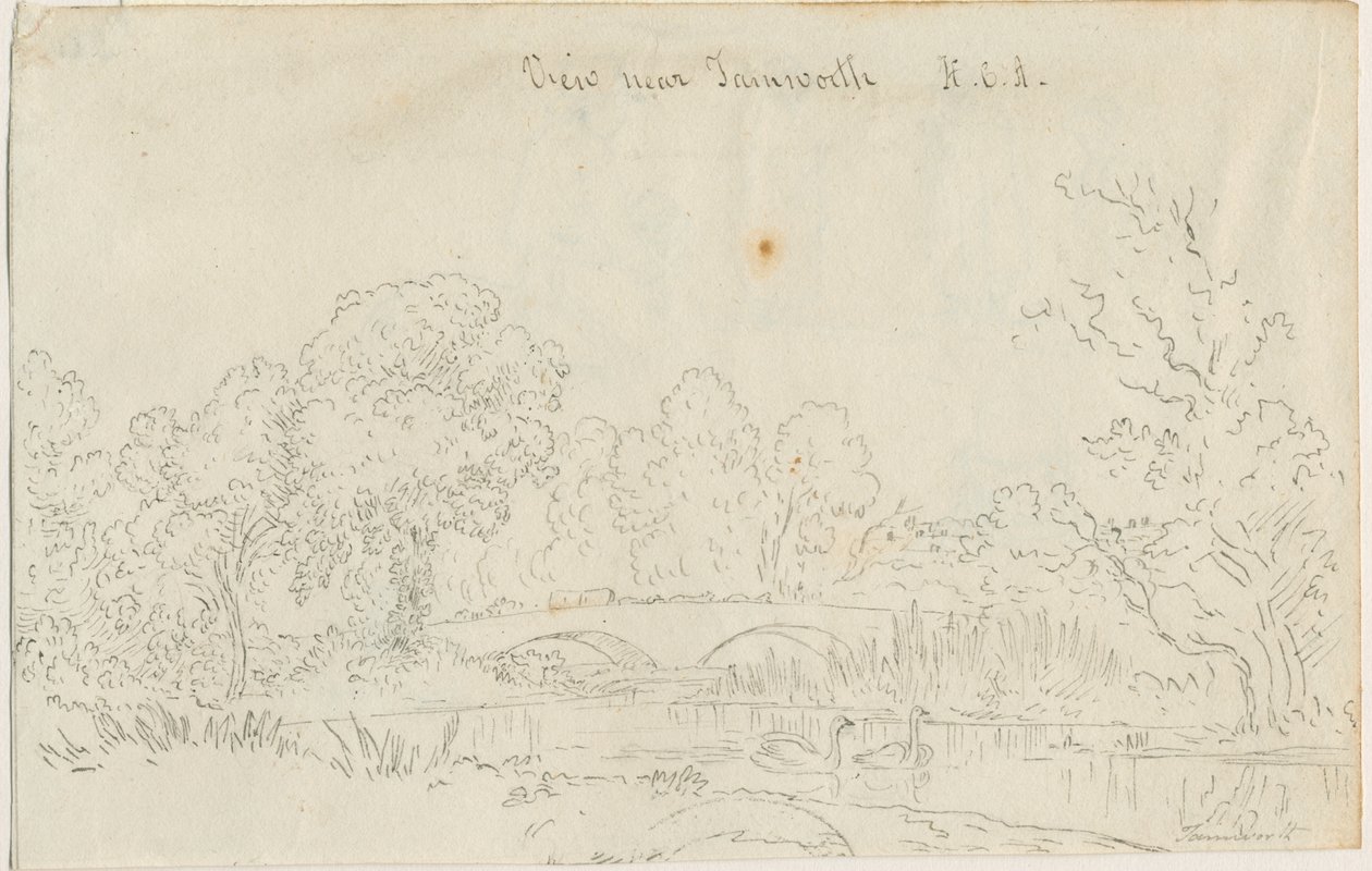 塔姆沃思（Tamworth）-桥：钢笔画，nd [1788-1855] 作者 亨利·柯曾·奥尔波特