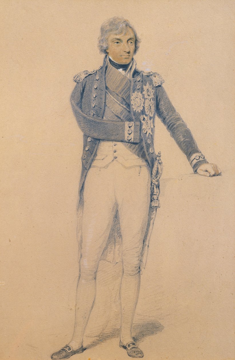 Horatio Nelson（1758-1805）（纸上的铅笔，墨水和水粉） 作者 亨利·埃德里奇