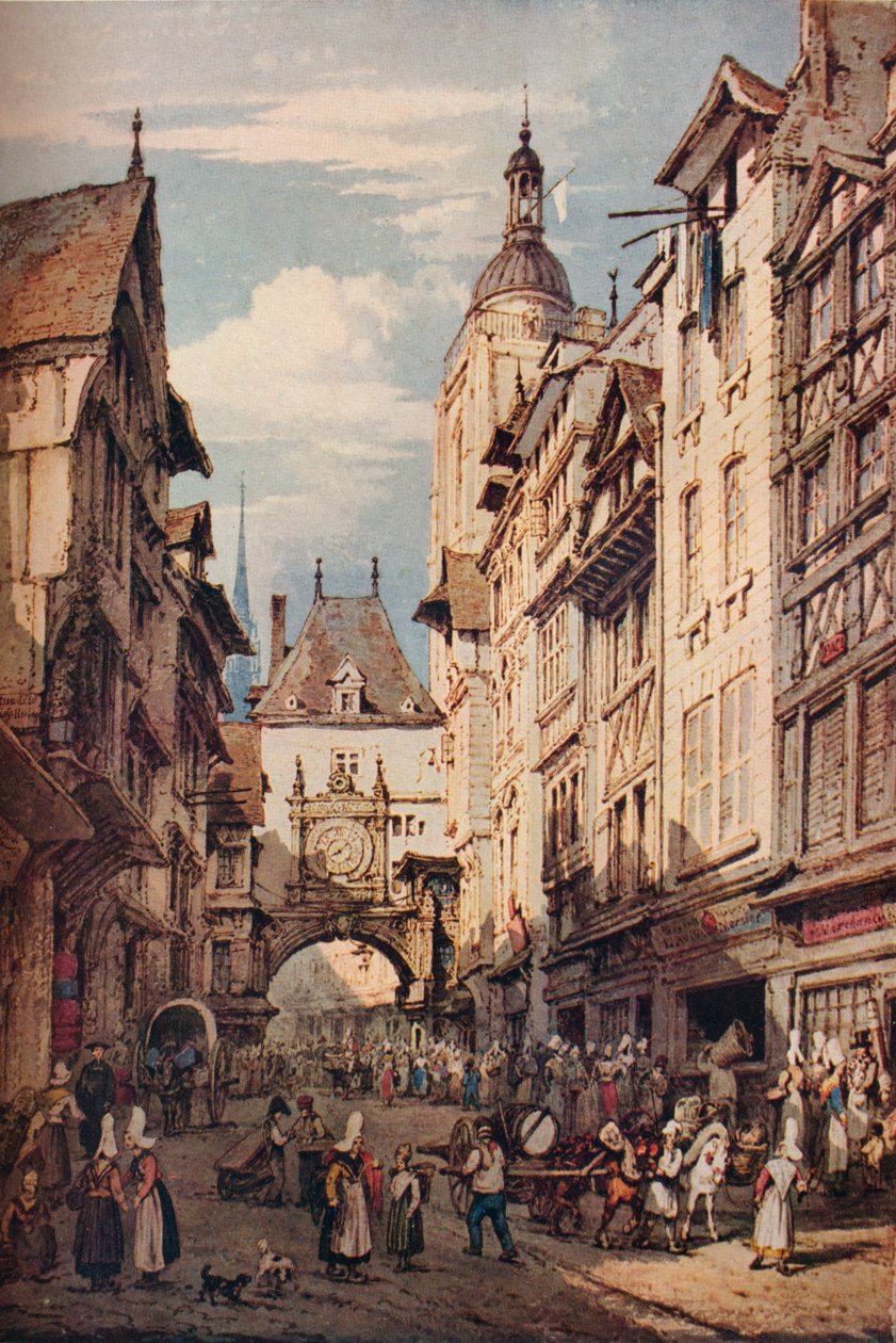 Rue De La Grosse Horloge，鲁昂，1821年 作者 亨利·埃德里奇