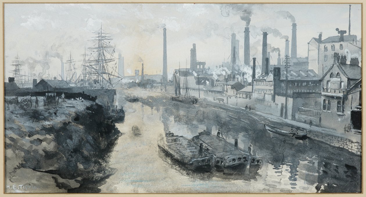 奥德索尔的欧威尔 (The Irwell)，沃勒尔的染料厂 作者 亨利·爱德华·蒂德马什