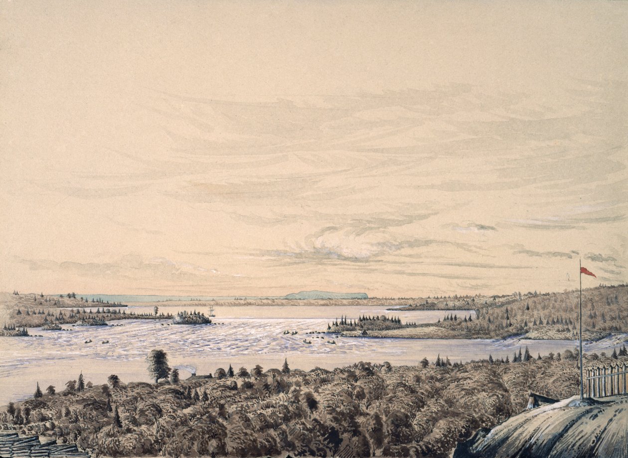 Sault de Ste。 1842年休伦湖和苏必利尔湖之间的玛丽（纸上写着） 作者 亨利·弗朗西斯·安斯利