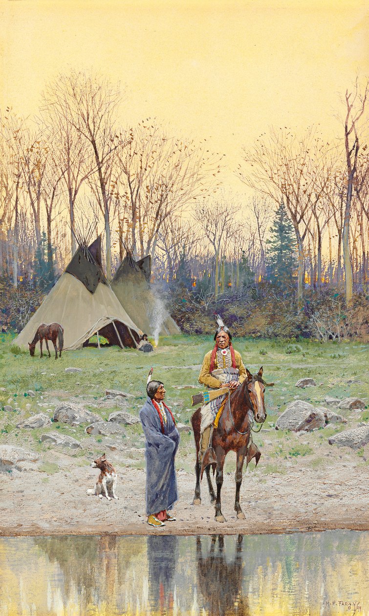 印第安人骑马，1899年 作者 亨利·弗朗索瓦·法尼