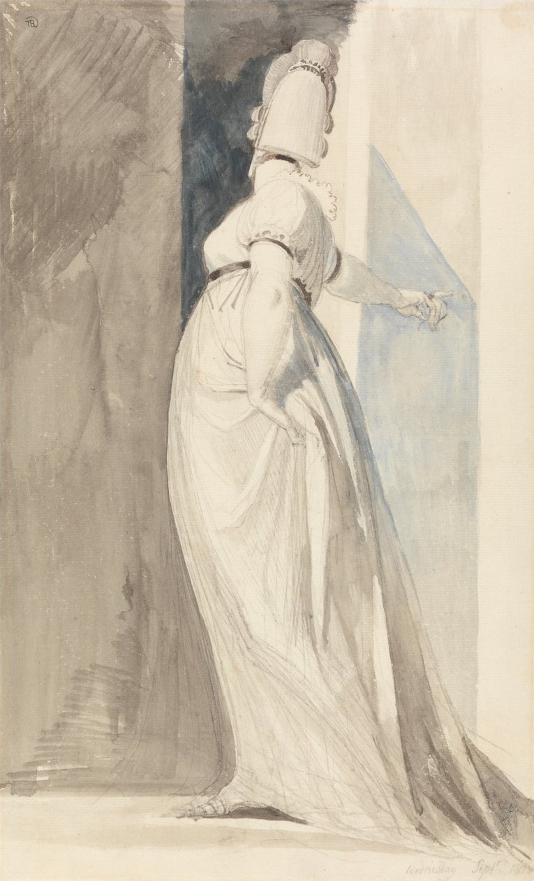 被称为 Fuseli 夫人的站立女性的背影 作者 约翰·海因里希·富斯里