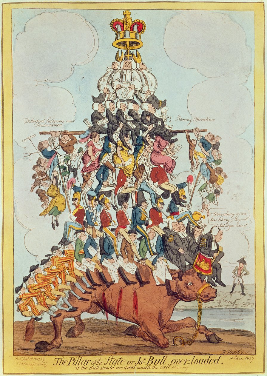 国家支柱，或约翰·布尔在1819年，1827年（见22565）Cruikshank之后重载 作者 亨利·希思