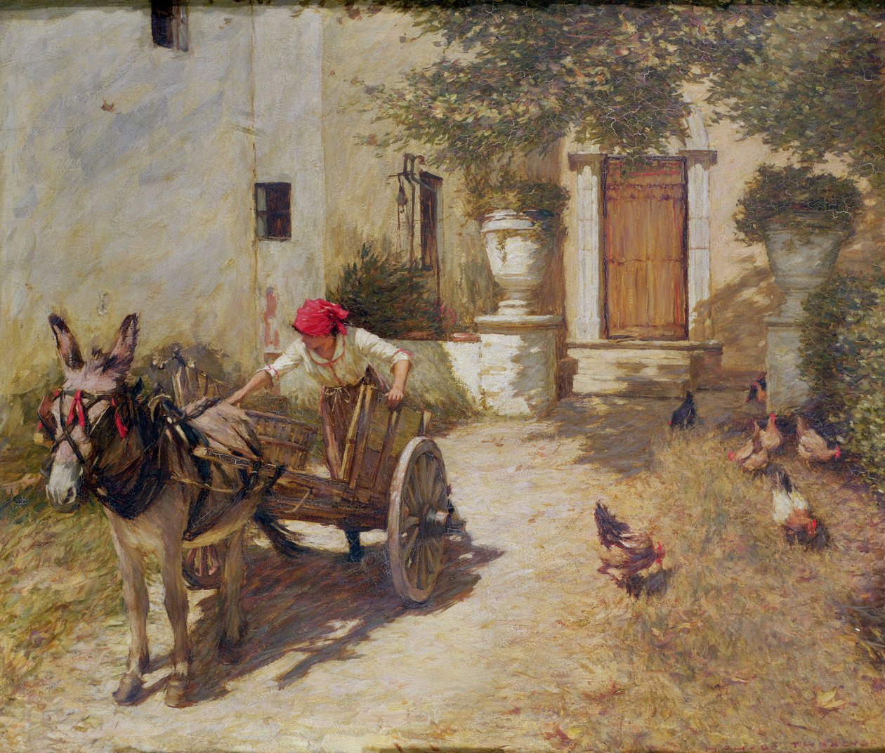 农场庭院场景，1905年 作者 亨利·赫伯特·拉唐格