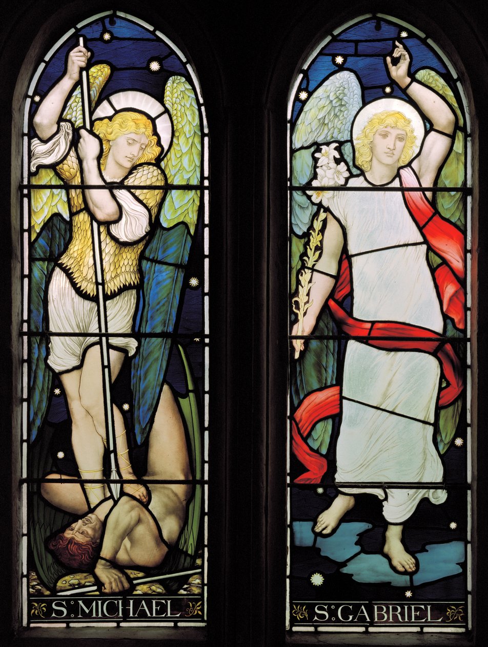 Arvertls St Michael＆St Gabriel，1882年（彩色玻璃） 作者 亨利·假日