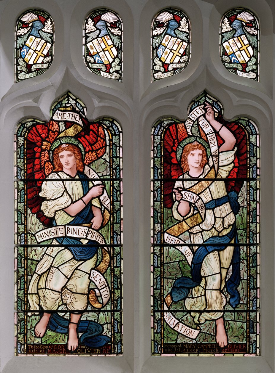 Grasmere，St Oswald，James Powell＆Sons，Henry Holiday，Ministering Angels，1893 作者 亨利·假日