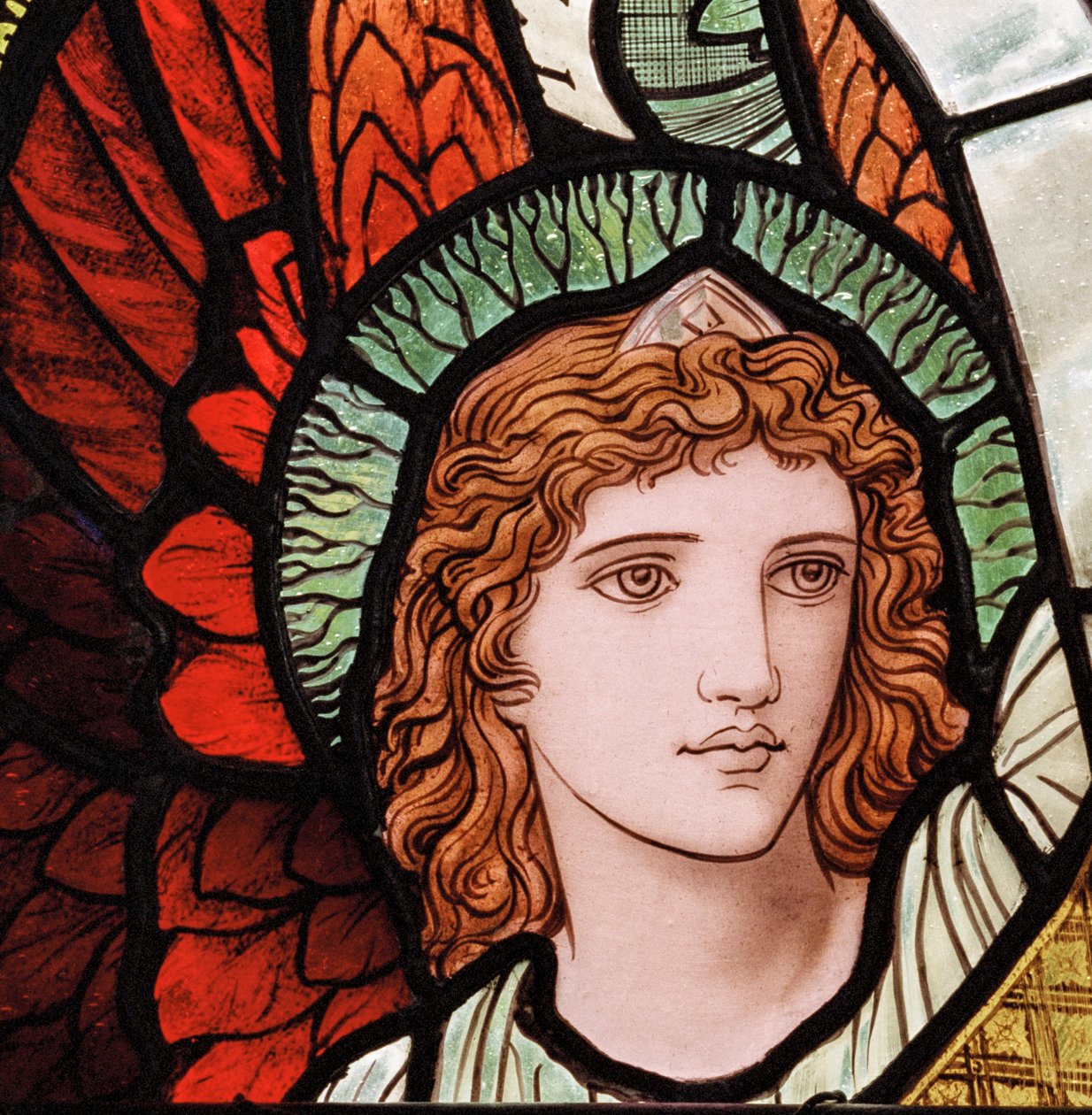 Grasmere，St Oswald，James Powell＆Sons，Henry Holiday，Ministering Angels，detail，1893 作者 亨利·假日