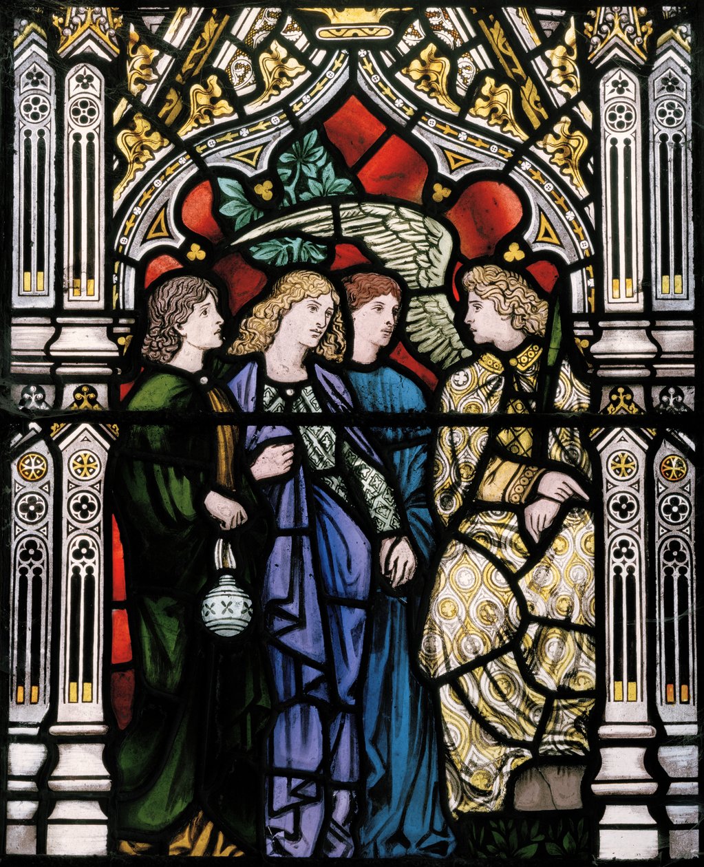 The Three Marys and a Angel，1865（彩色玻璃） 作者 亨利·假日