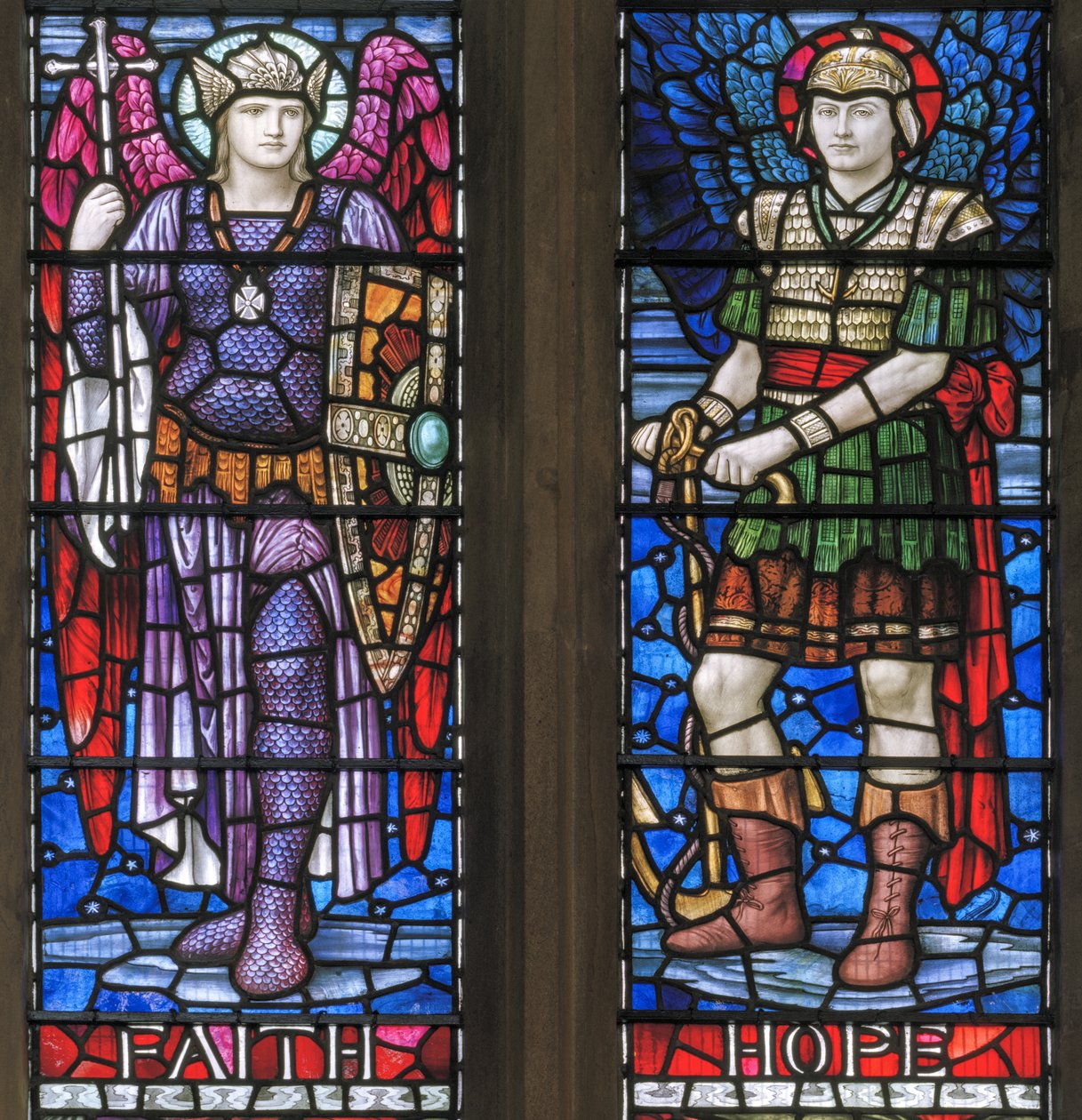 Yeovil，St John The Baptist，Lowndes＆Drury，Henry Holiday，Faith＆Hope，1917-18 作者 亨利·假日
