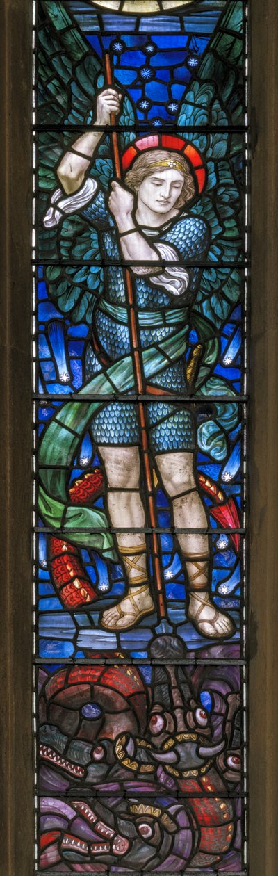 Yeovil，St John The Baptist，Lowndes＆Drury，Henry Holiday，The Archangel St Michael＆Dragons，1917-18 作者 亨利·假日