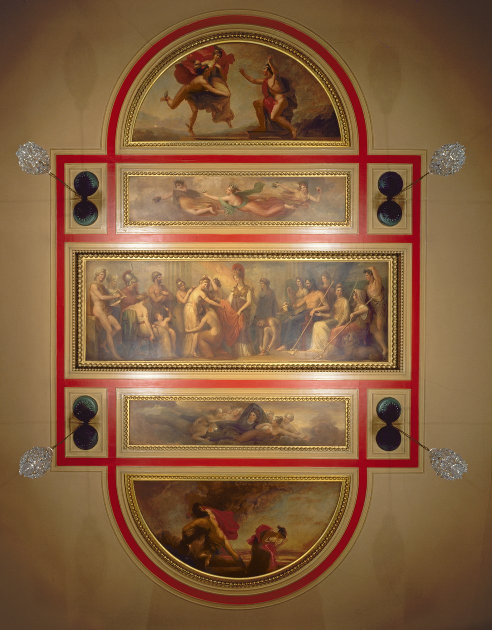 图书馆和餐厅的天花板，描绘了潘多拉传奇，1834年 作者 亨利·霍华德
