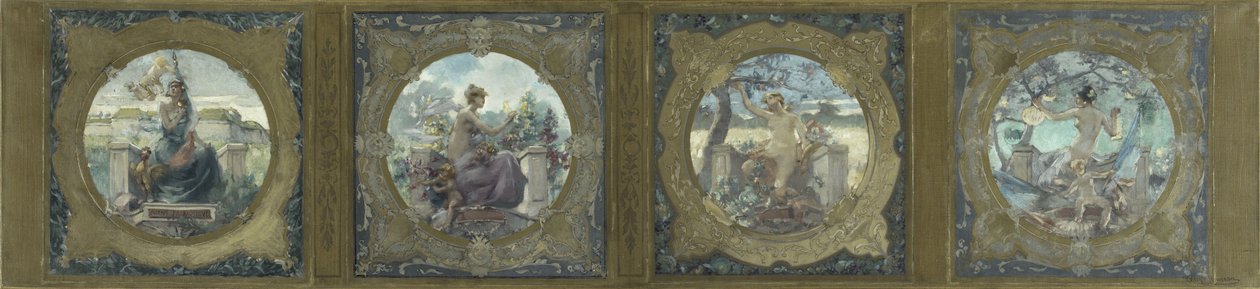 为巴黎城市酒店的洛鲍画廊绘制的草图：Les chants ：爱国者之歌，1890 年（布面油画） 作者 亨利·让·路易·布罗