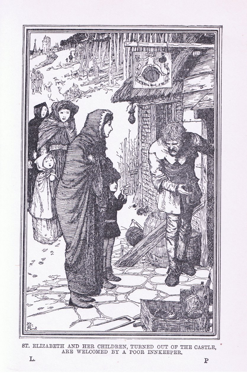 1912年，圣伊丽莎白和她的孩子们走出城堡，受到这位可怜的旅店老板的欢迎 作者 亨利·正义·福特