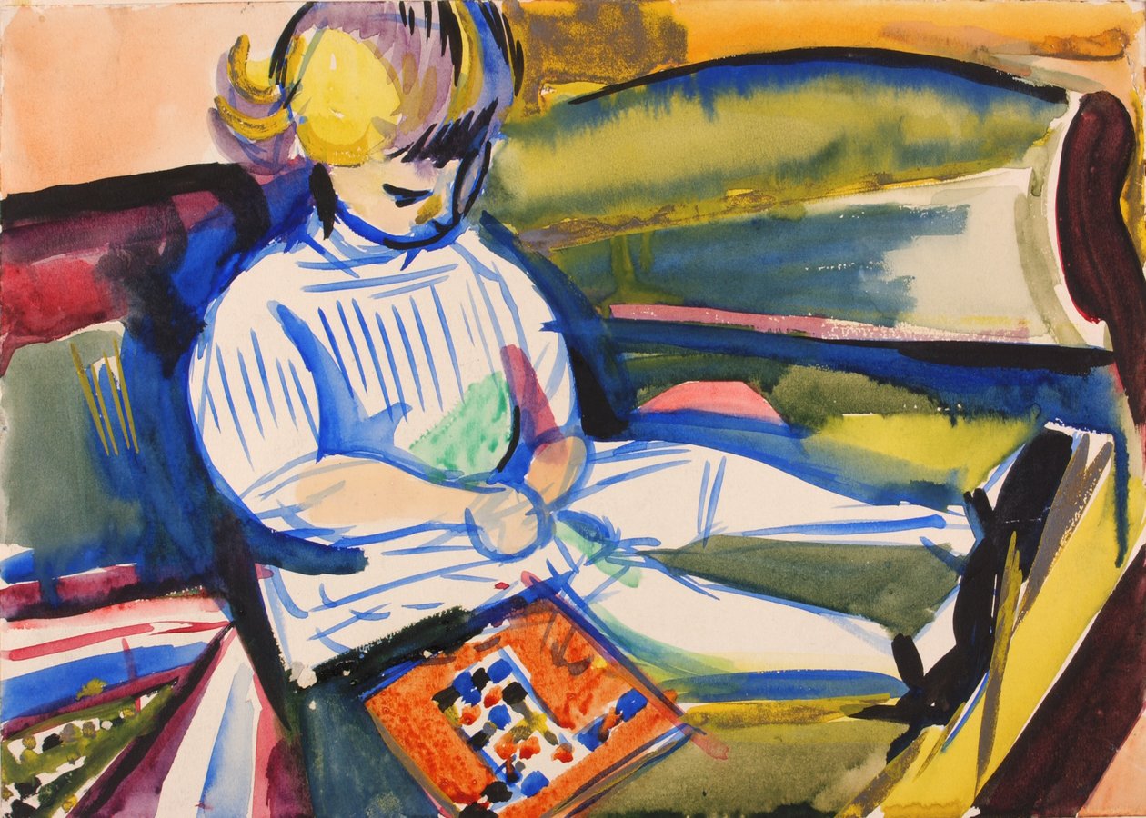 沙发上的孩子，约1914-1918年。 作者 亨利·莱曼·萨恩