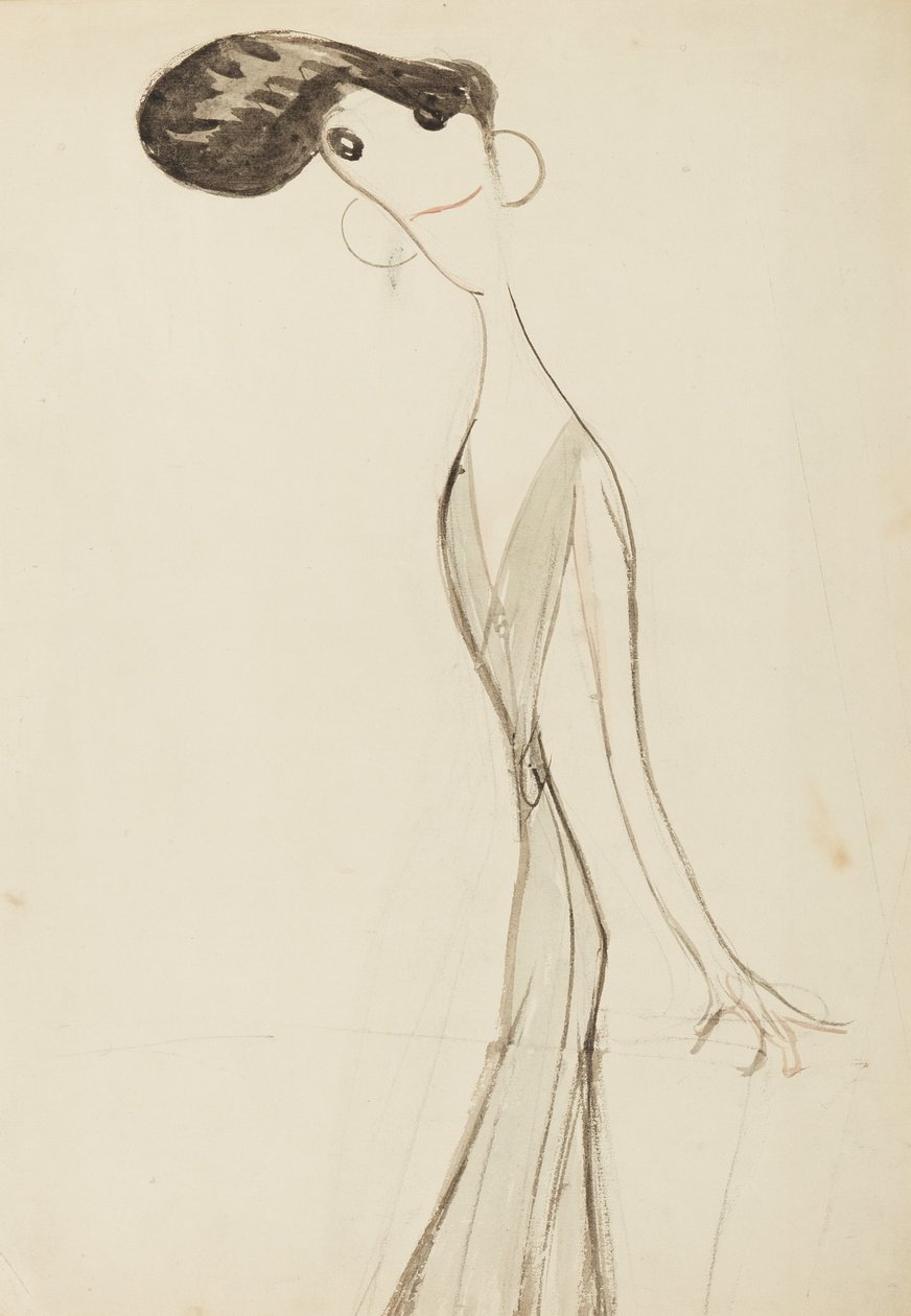 艾琳·凡布鲁（Irene Vanbrugh），音乐大厅舞台音乐系列研究，1908年（纸上写字） 作者 亨利·奥斯波瓦特