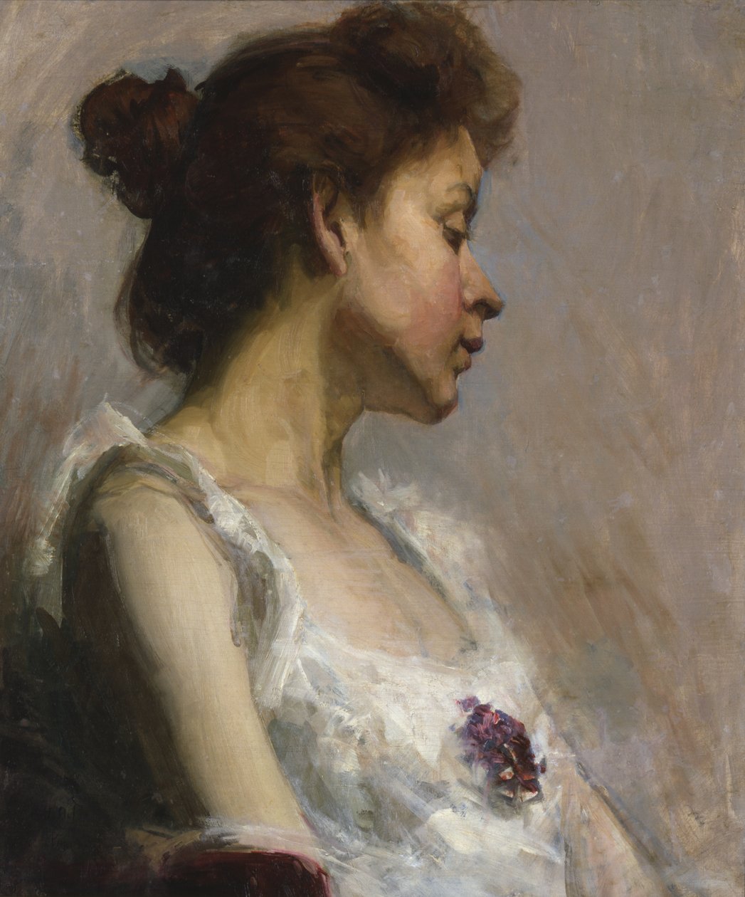 艺术家妻子的肖像》，1897年。 作者 亨利·奥萨瓦·坦纳