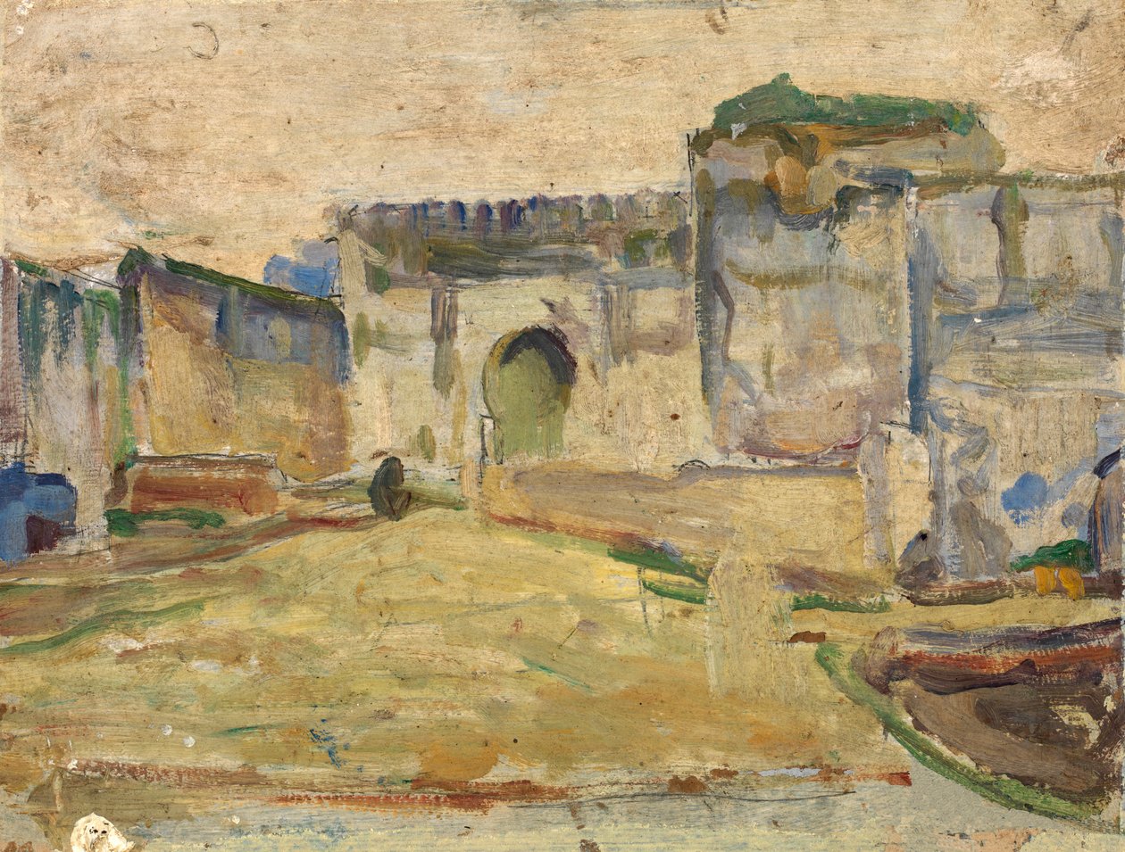 街景，丹吉尔石膏板建筑，约1910年。 作者 亨利·奥萨瓦·坦纳