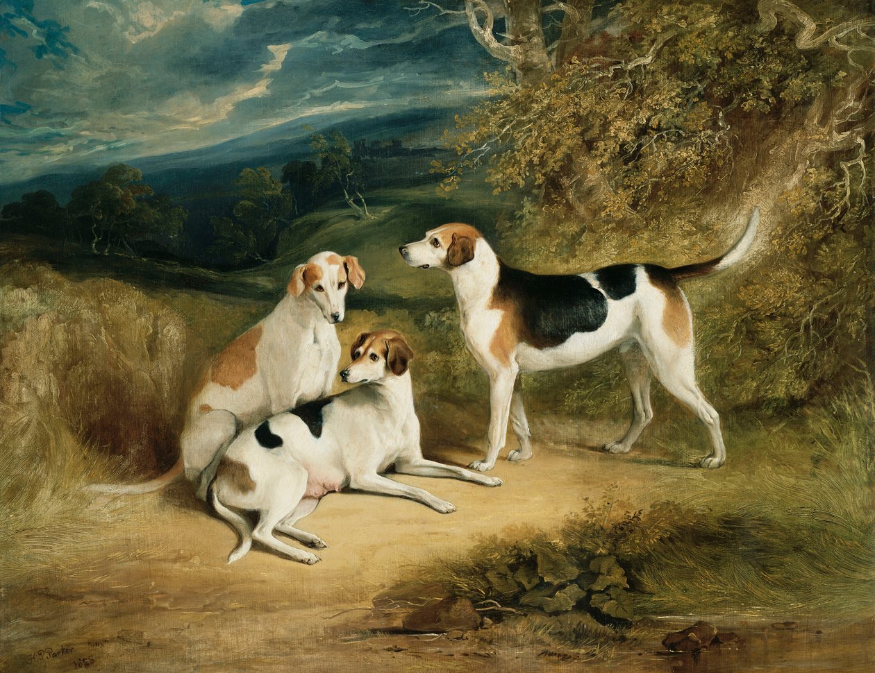 拉特兰公爵与远处的贝尔沃城堡的猎犬，1828年 作者 亨利·佩里·帕克