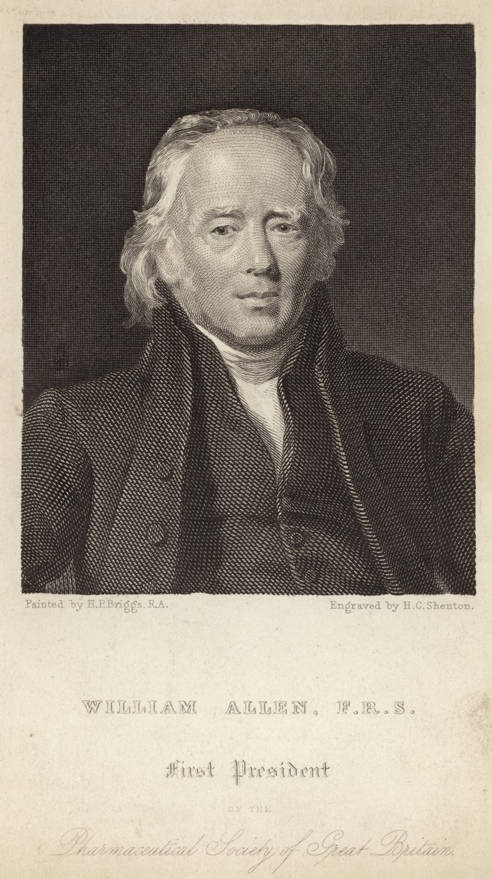 威廉-艾伦--英国药学会首任会长（1770-1843 年）（雕刻） 作者 亨利·佩罗内（后）布里格斯