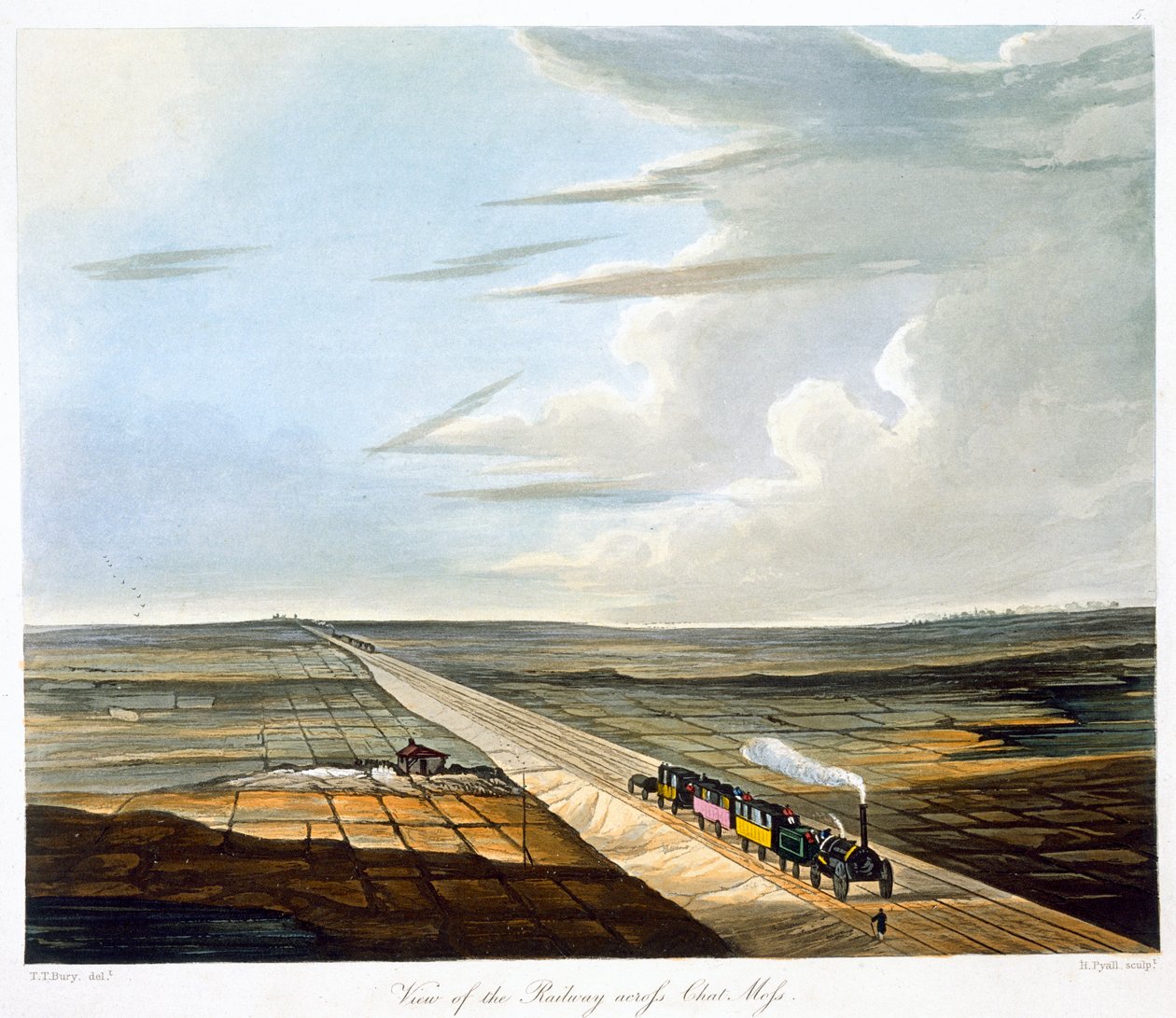 横跨查特莫斯的铁路景观》，利物浦和曼彻斯特铁路，1833年 作者 亨利·派尔