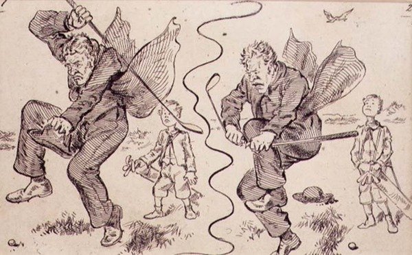 高尔夫球场上的挫折，来自《图形》杂志的插图，约1870年出版（平版）。 作者 亨利·桑德考克