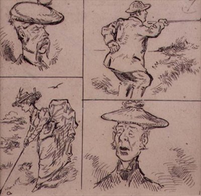 高尔夫球手，来自《Graphic》杂志的插图，约1870年出版（平版）。 作者 亨利·桑德考克