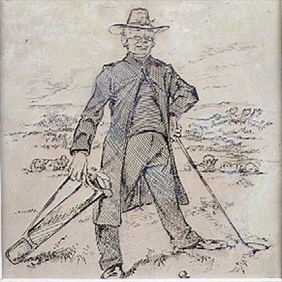 忧郁的高尔夫球手，来自《Graphic》杂志的插图，约1870年出版（平版）。 作者 亨利·桑德考克