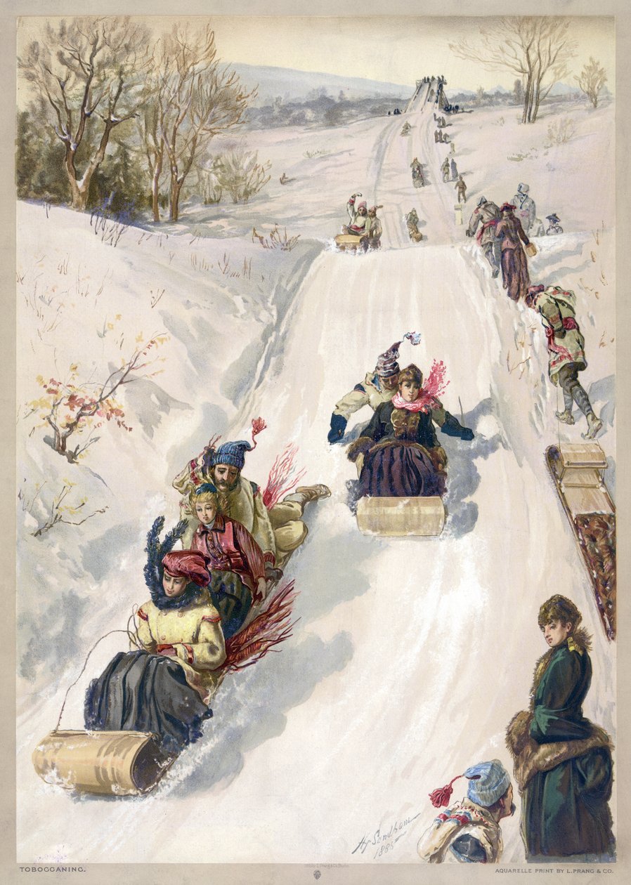 Tobogganing in the Countryside 作者 亨利·桑德姆（Henry Sandham）