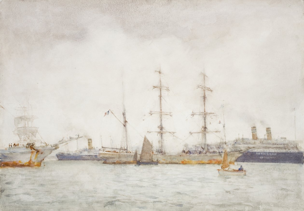 船舶在港口，1919年 作者 亨利·斯科特·图克