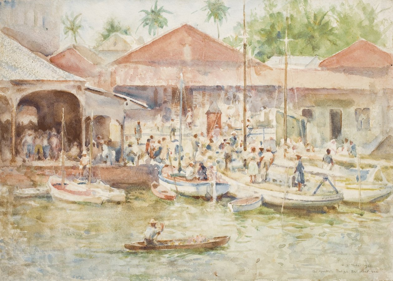市场，伯利兹，英国洪都拉斯，1924年 作者 亨利·斯科特·图克