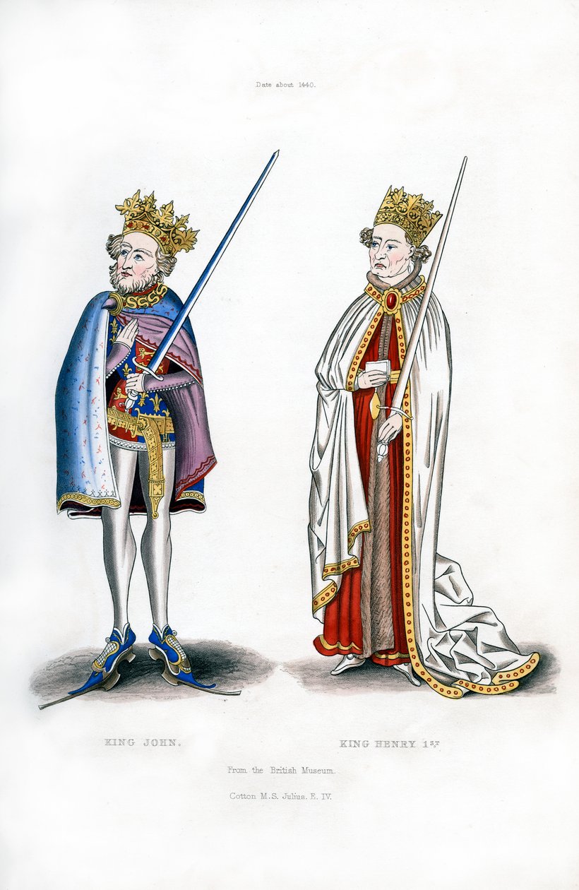 约翰国王和亨利一世国王（c1440），1843年。 作者 亨利·肖