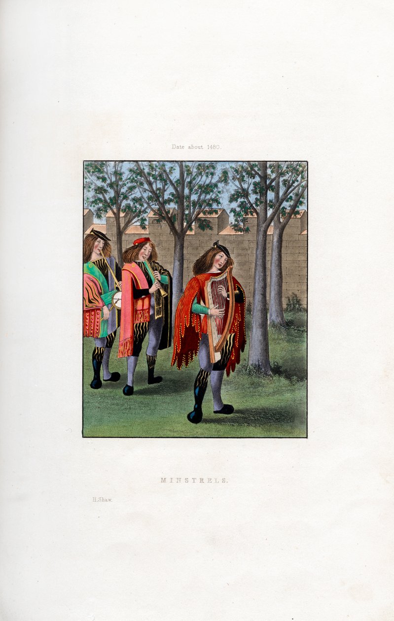 Minstrels，c1480，1843年。 作者 亨利·肖