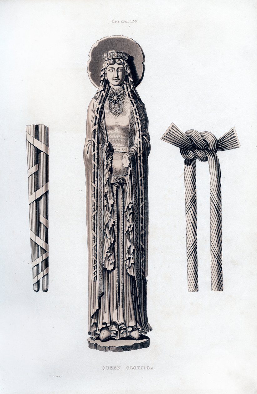 克洛蒂达皇后（Queen Clotilda），c1100，1843年。 作者 亨利·肖