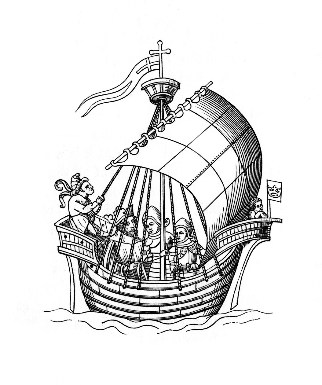 帆船，1445年，1843年。 作者 亨利·肖