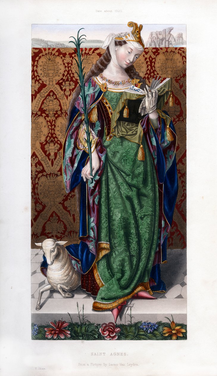 圣艾格尼丝（Saint Agnes），c1520，1843年。 作者 亨利·肖