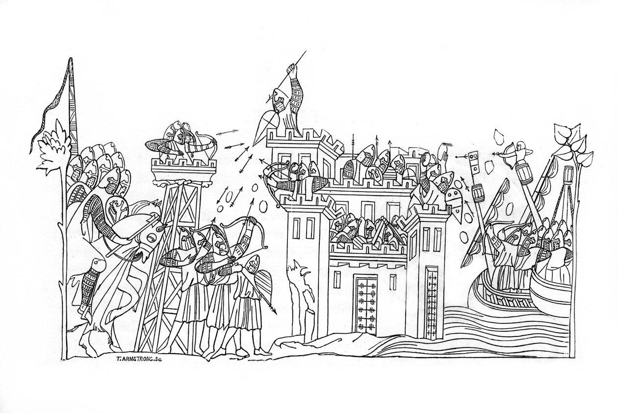 围攻场景，c1260，1843年。 作者 亨利·肖