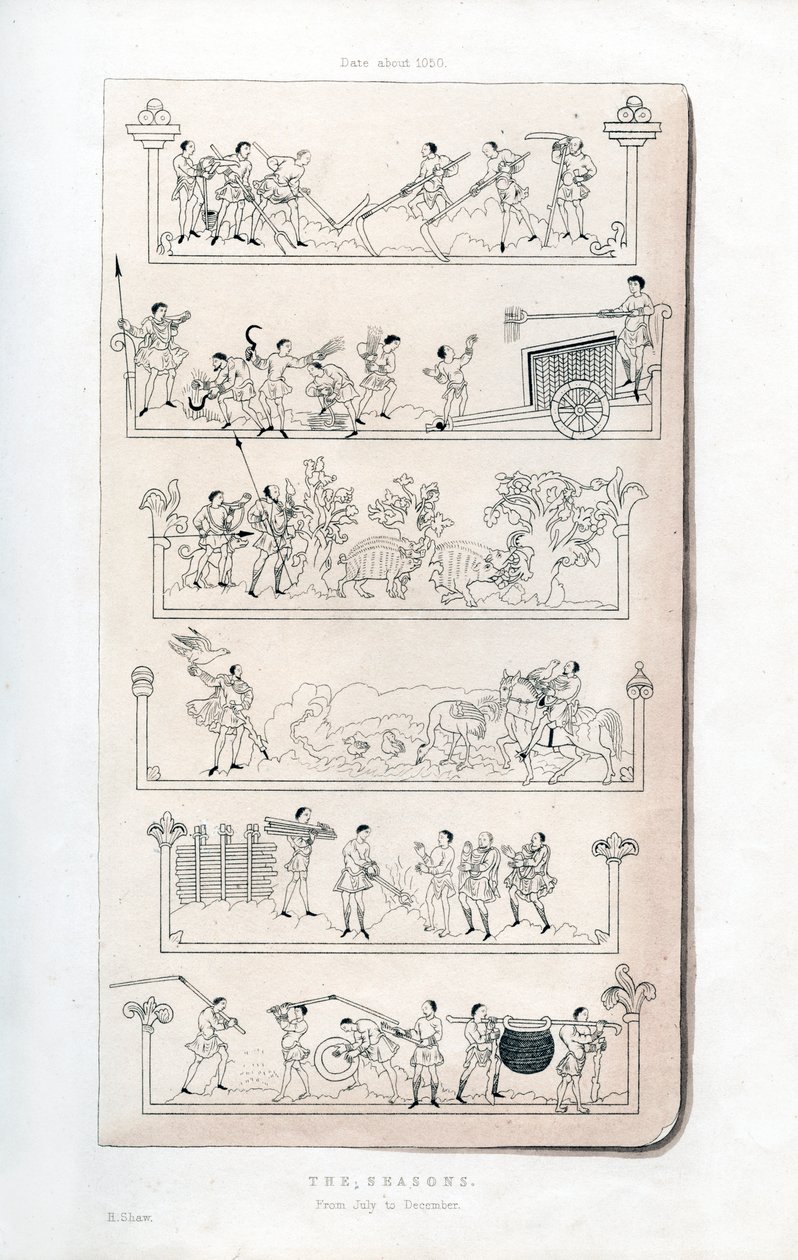 四季，c1050，1843年。 作者 亨利·肖