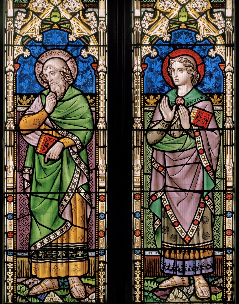 St Luke和St John，c.1859（彩色玻璃） 作者 亨利·史黛西·马克斯