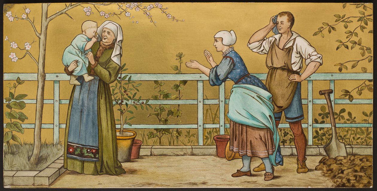 婴儿，牌匾描绘了莎士比亚七世纪的插图，Minton洁具，斯塔福德郡，1874年（珐琅陶器） 作者 马克之后的亨利·斯泰西